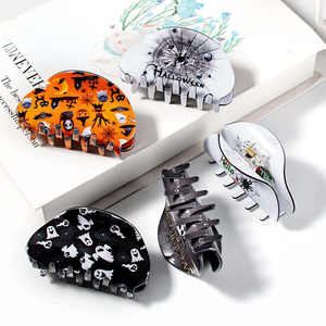 Pinzas para el Cabello de Halloween, Pinzas para el Cabello con Diseño de Calabaza, Fantasma, Esqueleto y Telaraña, Accesorios para el Cabello para Mujer - Product Image 1