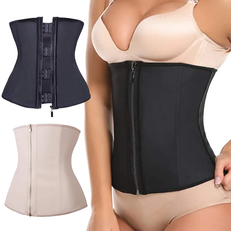 Mulheres Látex Trainer Cintura Aquecimento Médica Slimming Cintura Trimmer Belt Com Zipper