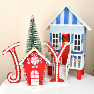 Handmade Wooden <b>LED</b> Lighted Wooden House for Decor <b>Christmas</b> Village with <b>Lights</b> Wholesale Factory Direct - Product Image 1