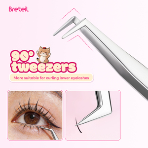 <span class=keywords><strong>Breteil</strong></span> Pince à cils courbée de haute qualité pour pose de faux cils, avec fermeture parfaite, légère, outil de recourbement de faux cils - Product Image 5