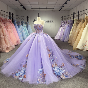 ชุดเดรสงาน Quinceanera ลายดอกไม้สีม่วงไลแลค คอทรงเรือ สำหรับสาววัย 15 ปี รุ่นยอดนิยม 1546 - Product Image 2