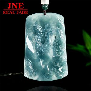 Pendentif en pierre de jade glacée de type A naturel, bleu eau, marque Dragon Chenglong, motif Dragon du zodiaque, atmosphérique, pour hommes et femmes - Product Image 3
