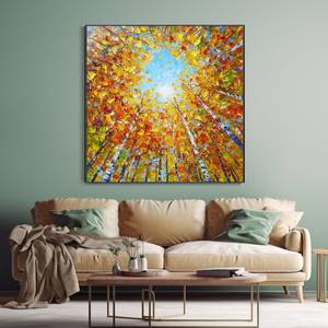 SQ Boho <span class=keywords><strong>otoño</strong></span> paisaje pintura sol abedul árbol bosque mano pintura al óleo moderna minimalista decoración pintura para decoración del hogar - Product Image 6