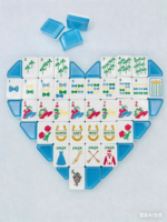 Jeu de tuiles de mahjong américain Derby personnalisé avec logo, en acrylique transparent bleu menthe et roses, à plusieurs couches, de luxe