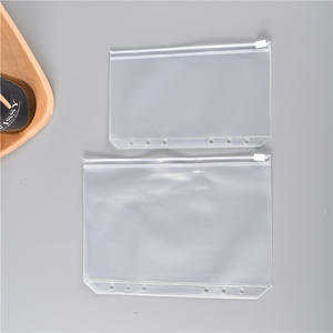 Poche d'enveloppes de caisse de reliure A6 <span class=keywords><strong>avec</strong></span> enveloppe d'argent Ziplock transparente givrée perforée pour la budgétisation - Product Image 4