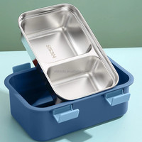 Boîte à lunch Tiffin empilable isolée en acier inoxydable à deux compartiments Boîte à bento pour enfants pour l'école