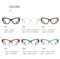 Monture de lunettes optiques anti-lumière bleue Partagas TR90 style œil de chat avec charnières à ressort et branches à broches pour femmes