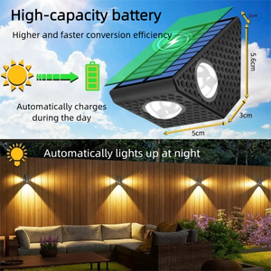 Outdoor Photecell 3 Led Solar Decorative <b>Wall</b> <b>Light</b> for Fence Pathway Patio - Product Image 2