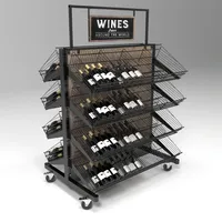 Étagère à vin en bois et métal, présentoir gondole pour supermarché