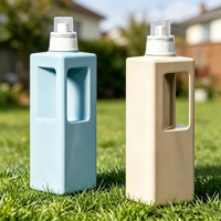 Bouteille de lessive en plastique personnalisée 1,25 L, conteneur de détergent en PEHD, emballage carré pour savon liquide avec ouverture facile