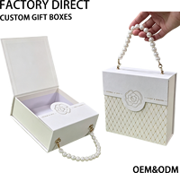 Boîte cadeau de luxe personnalisée en papier rigide blanc avec fermeture magnétique, poignée en cordon perlé, portable, pour bijoux, de qualité supérieure