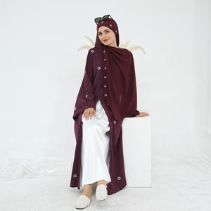 2026 Sharut EID Islamische Kimono Abaya Muslim Kleid Damen Großhandel Kleidung Stickerei Bowknot Nida Abaya und Hijab <span class=keywords><strong>2</strong></span> Stück Set - Product Image 4
