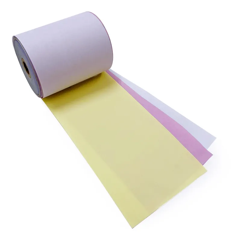 Premium 2-lagiges 3-lagiges 3 "Zoll 65 'Fuß weißes kanarisches rosa kohlenstoff freies Papier für NCR-Drucker