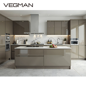 Set di Mobili da <span class=keywords><strong>Cucina</strong></span> Moderni su Misura <span class=keywords><strong>con</strong></span> <span class=keywords><strong>Isola</strong></span> e Lavello, Armadietti Completi in PVC e Melamina, Cucine Contemporanee Popolari - Product Image 6