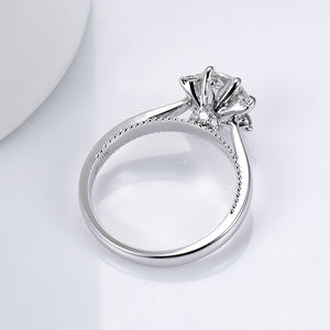 Anillo de diamantes redondos de oro blanco de 18 quilates Messi Jewelry MSR-1423 para mujer - Product Image 3