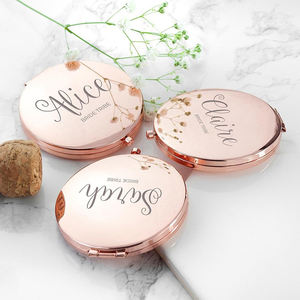 Miroir de maquillage de poche personnalisé en or rose pour demoiselle d'honneur, cadeau de mariage - Product Image 1
