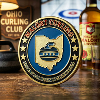 Pièces de collection personnalisées en alliage de zinc émaillé avec logo, pour clubs de curling, souvenirs et décorations de bar