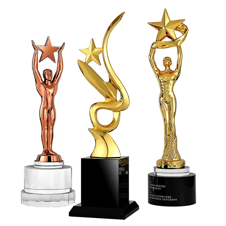 JY en çok satan özelleştirilmiş Metal kupa yıldız kristal taban altın ödül kupa