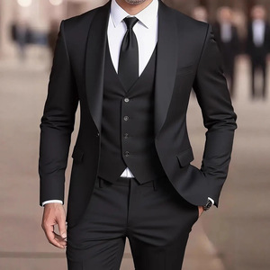 <span class=keywords><strong>Costume</strong></span> d'affaires formel tendance Y2605 pour homme, veste à col châle à simple boutonnage + <span class=keywords><strong>gilet</strong></span> + pantalon, ensemble 3 pièces, costumes de <span class=keywords><strong>mariage</strong></span> pour homme - Product Image 4