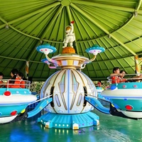 Manège Soucoupe Volante Rotatif pour Parc Extérieur avec Lumières LED Colorées