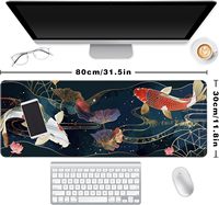 Tapis de souris XXL surdimensionné à motif floral personnalisé, imperméable, antidérapant, avec bordure renforcée