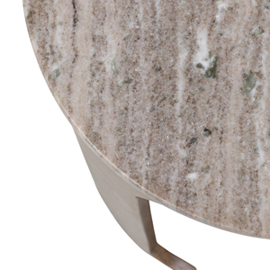 Tavolino Rotondo Moderno in Legno di Mango con Piano in Marmo, Tavolino d'Appoggio Decorativo per Piccoli Spazi, Comodino - Product Image 5