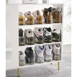 Minimalist Luxury Shoe Organizer 2 Tier Standing Portable Green Gold White Shoe Rack Tray For Closet Storage - Product Image 2