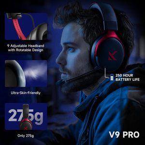 Mchose ชุดหูฟังสำหรับเล่นเกมไร้สาย V9 <span class=keywords><strong>Pro</strong></span> แบบครอบหูแบบไดนามิกเสียงรอบทิศทางเวลาหน่วงต่ำตัดเสียงรบกวนไมโครโฟนสำหรับพีซี PS5สวิตช์ - Product Image 2