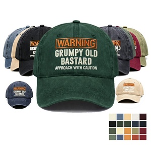 Cappellino da Baseball Personalizzato in Stile Euro-Americano con Ricamo di Avvertenze, Visiera Curva in Cotone, Finitura Vintage Lavata e Invecchiata - Product Image 1