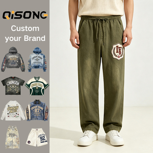 <span class=keywords><strong>Pantaloni</strong></span> da Jogging Personalizzati con Patchwork e Ricami, Produzione su Misura, Stile Vintage Verde Mimetico con Tasche, Abbigliamento Streetwear da Uomo - Product Image 1