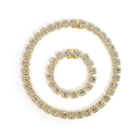 Chaîne à Maillons de Tennis Hiphop Rappeur Plaqué Or Bijoux de Mode en Alliage de Zinc Durable pour Cadeaux Colliers