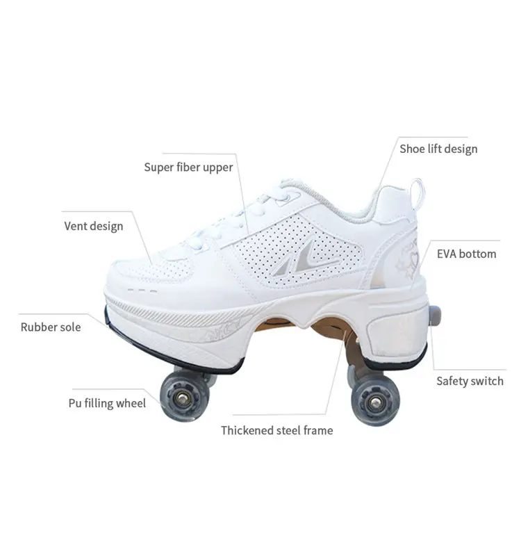 Deformation Parkour Wheels Rounds Of Running Shoes Roller Skates Shoes for Unisex Skating Shoes