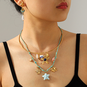 Collar KITI Vacation Ocean Charm, Joyería Resistente al Deslustre, Chapado en <span class=keywords><strong>Oro</strong></span> de 18K, Acero Inoxidable, Collar con Colgante de Perla de Playa para Mujer - Product Image 5