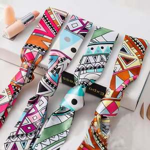 Pañuelo de Seda Largo en Ángulo I-0494, Cinta para Pañuelo, Cinturón Versátil, Lazo para Bolsa, Pañuelo Pequeño de Seda - Product Image 1