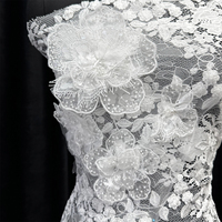 GCW-2410010-7 Applique en dentelle 3D à fleurs, perles et paillettes pour robes de mariée