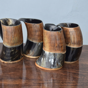 Jarras de Cerveza Hechas a Mano de Cuerno de Búfalo Natural, Diseño Moderno, Color Sólido, para Viajes, Uso Tradicional en el Hogar, Gran Capacidad, Portátiles - Product Image 1