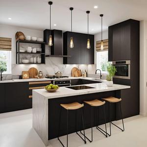 Fournisseur d'armoires de cuisine en contreplaqué, armoires en pierre de quartz, design moderne pour les développeurs et les constructeurs d'appartements - Product Image 1