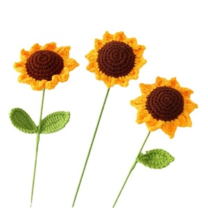 Tournesol tige unique Crochet <span class=keywords><strong>Bouquet</strong></span> 5 plis fil tricoté pour la journée des enseignants maternelle Graduation <span class=keywords><strong>fleurs</strong></span> décoratives plantes - Product Image 5