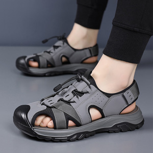 Sandalias de Hombre para Exteriores con Punta Cerrada, Casuales de Verano, Suela de Goma, Entresuela de EVA, Forro Textil, Cierre de Velcro - Product Image 4