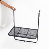 Table de garde-corps de balcon Barre de bureau suspendue pliante extérieure pour garde-corps, réglable en hauteur, revêtement en poudre, filet de fer, treillis métallique