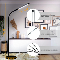 Lámpara de lectura protectora para los ojos, Base estable de metal, esquina, lámpara de escritorio de pie moderna, cuello de cisne, Control táctil, lámpara de pie LED