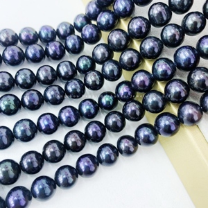 ไข่มุกน้ำจืดเกรด AAAAA สีดำทรงกลมสำหรับทำเครื่องประดับ DIY สร้อยคอ ขายส่ง ไข่มุกสีนกยูงตาฮิติแบบเม็ดเดี่ยว - Product Image 2