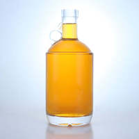 Carafe à spiritueux en verre silex extra premium avec bouchon en liège, origine Shandong, bouteille à col avec poignée pour le conditionnement du rhum vieilli et de la cachaça