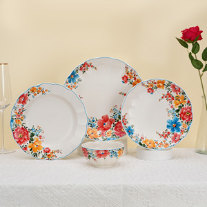 24 PCS Porcelain Tableware Set Ceramic Floral Fancy Dinner Table Set 6 Plates Luxury <b>Dinnerware</b> Sets - Product Image 1