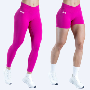 Leggings de sport et de yoga CK25039 extensibles dans les 4 sens, avec dos en V sculptant et taille croisée sans couture pour un effet push-up des fessiers, idéal pour le quotidien. - Product Image 1