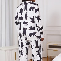 En Gros Ensemble Pyjama Grande Taille Femme Automne Décontracté Élégant Sexy Imprimé Floral Tenue de Nuit Longue Taille Élastique Soie de Lait