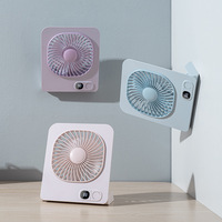 Ventilateur de bureau avec écran LCD HD, 3 vitesses, support réglable, fixation murale et ventouse, 3-en-1, rechargeable USB, vente en gros OEM, 3 couleurs