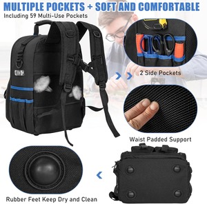 OEM Tool <b>Backpack</b>, Heavy Duty Tool Bag with Padded Shoulder and Removable Tool Organizer, Work <b>Backpack</b>, for Electricians - Product Image 3