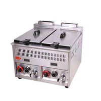 Offre Spéciale commercial deux réservoirs gaz puissance clé en acier inoxydable restaurant grande friteuse à croustilles