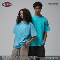 Kaos Retro Vintage 325GSM 100% Katun Murni Batik Pewarnaan Pudar Efek Distressed Cuci Longgar Unisex Pria Wanita Lengan Pendek
